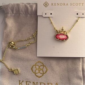Kendra Scott x Disney Elisa Princess Gold Pendant Crown Necklace Pink Iridescent